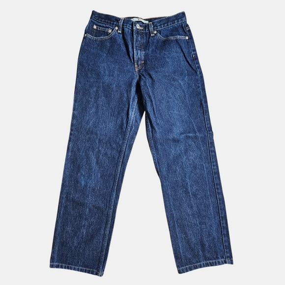 Tommy Hilfiger Womens Straight Leg Jeans 30x29 Logo Mid Rise Dark Wash Denim - Picture 1 of 9